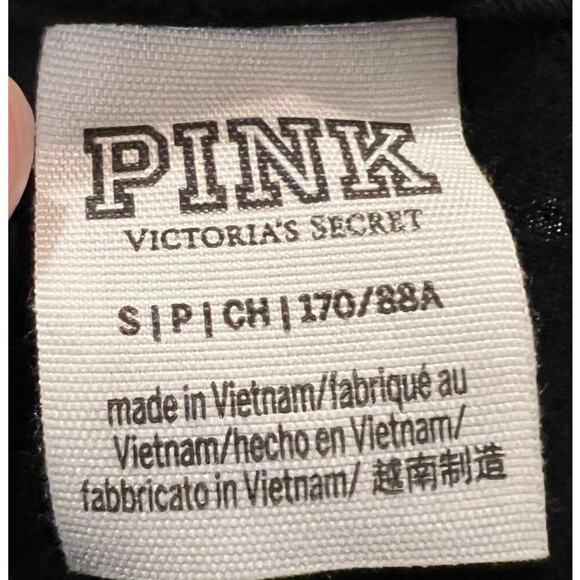Pink Victoria Secret Woman's Black Lace-up Neckline Long Sleeve Crop Top S - Picture 8 of 8